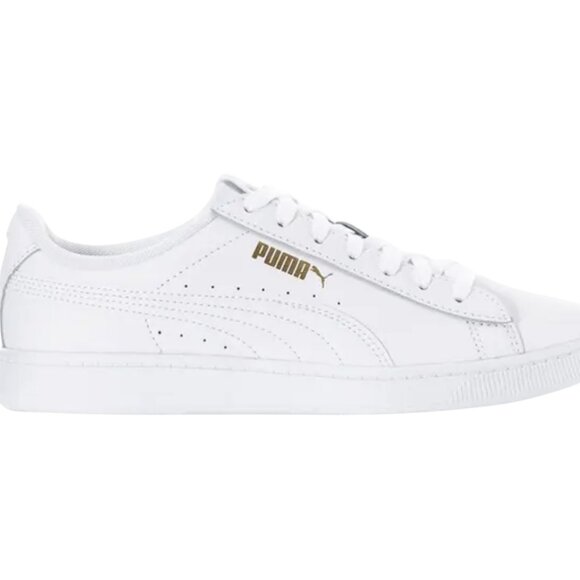 EUC Like New PUMA Women Vikky V2 White Team Gold Lace-Up Sneaker Size 7.5 - Picture 1 of 10